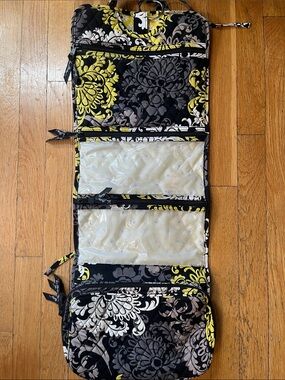 Vera Bradley Quilted Travel Hanging Toiletries Organizer in Black, Yellow & Gray
